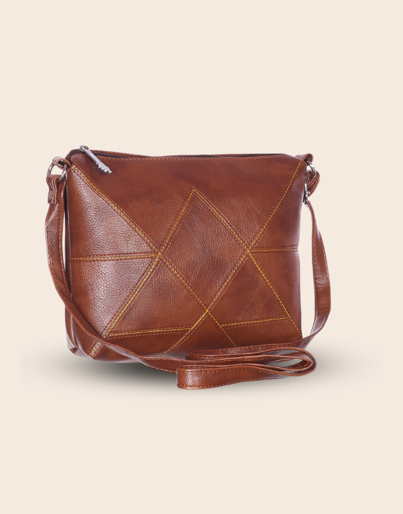 Leatherette Crossbody Sling Bag (Tan) – Fur Jaden Lifestyle Pvt Ltd